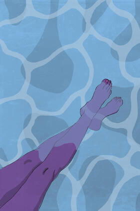 Legs of woman dipping feet in water GCAF00143