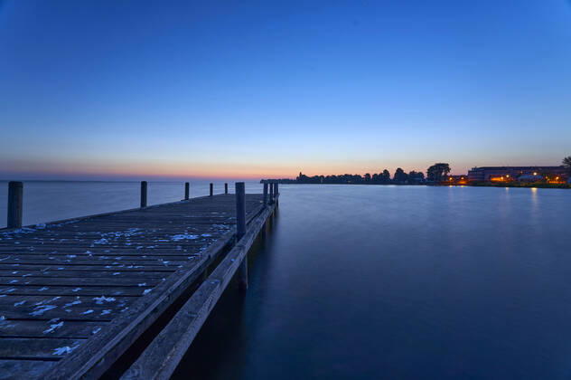 Sonnenaufgang am Steinhuder Meer Bootssteg am Pier 82. Steinhude, 24.07.2021