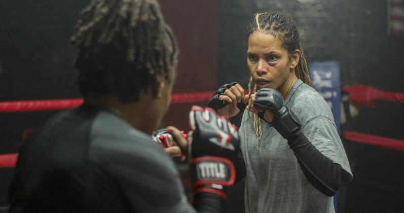 RELEASE DATE: November 24, 2021 TITLE: Bruised STUDIO: DIRECTOR: Halle Berry PLOT: A disgraced MMA fighter finds redemption in the cage and the courage to face her demons when the son she had given up as an infant unexpectedly reenters her life. STARRING: HALLE BERRY as Jackie Justice. USA  - ZUMAl90_ 20210811_wss_l90_181 Copyright: xNetflixx