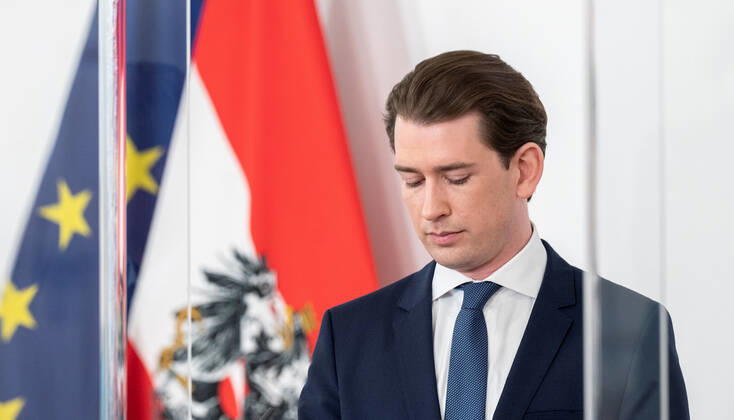 20210406 Corona measures. Talks by government with experts - opposition - state governors - Press conference afterwards VIENNA, AUSTRIA - APRIL 6: Federal Chancellor Sebastian Kurz (OEVP) after talks of government with stategovernors concernng the Corona measurements at Federal Chancellery on April 6, 2021 in Vienna, Austria. WIEN, OESTERREICH - 6. APRIL: Bundeskanzler Sebastian Kurz (OEVP) nach einem Gespraech der Regierung und den Landeshauptleuten bezueglich Corona-Massnahmen im Bundeskanzleramt am 6. April 2021 in Wien, Oesterreich. 210406_SEPA_32_035 Copyright: xMartinxJuenx SEPAxMedia