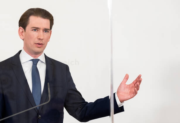 20210406 Corona measures. Talks by government with experts - opposition - state governors - Press conference afterwards VIENNA, AUSTRIA - APRIL 6: Federal Chancellor Sebastian Kurz (OEVP) after talks of government with stategovernors concernng the Corona measurements at Federal Chancellery on April 6, 2021 in Vienna, Austria. WIEN, OESTERREICH - 6. APRIL: Bundeskanzler Sebastian Kurz (OEVP) nach einem Gespraech der Regierung und den Landeshauptleuten bezueglich Corona-Massnahmen im Bundeskanzleramt am 6. April 2021 in Wien, Oesterreich. 210406_SEPA_32_030 Copyright: xMartinxJuenx SEPAxMedia