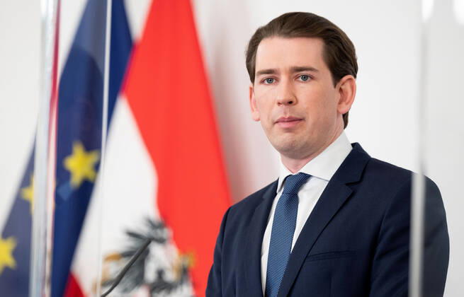 20210406 Corona measures. Talks by government with experts - opposition - state governors - Press conference afterwards VIENNA, AUSTRIA - APRIL 6: Federal Chancellor Sebastian Kurz (OEVP) after talks of government with stategovernors concernng the Corona measurements at Federal Chancellery on April 6, 2021 in Vienna, Austria. WIEN, OESTERREICH - 6. APRIL: Bundeskanzler Sebastian Kurz (OEVP) nach einem Gespraech der Regierung und den Landeshauptleuten bezueglich Corona-Massnahmen im Bundeskanzleramt am 6. April 2021 in Wien, Oesterreich. 210406_SEPA_32_024 Copyright: xMartinxJuenx SEPAxMedia