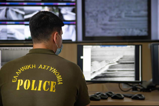 Greece Strengthens Its Border Protection The control room of the new camera systems in Nea Vyssa. Greece strengthens its surveillance capabilities to fight the increased refugee and migrants flows from Turkey. The border protection at Greek Turkish borders in Evros region is reinforced, supported by the EU, with more Frontex personnel and vehicles, more Greek border police officers, drones, building a new fence and wall, watchtowers with thermal remote cameras and radar on the tower, new combat vehicles and control rooms. On 20 August 2021 Greek ministers visited Evros to inspect the process of the steel fence works and the border surveillance systems against the new expected migrant crossing as EU is expecting a new asylum seeker wave from Copyright: xNicolasxEconomoux