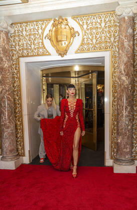 Met Gala 2021 departures from The Pierre hotel Megan Fox wearing dress by Peter Duncas departs The Pierre Hotel for the 2021 Met Gala Celebrating In America: A Lexicon Of Fashion. New York New York United States Copyright: LevxRadin