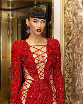 Met Gala 2021 departures from The Pierre hotel Megan Fox wearing dress by Peter Dundas departs The Pierre Hotel for the 2021 Met Gala Celebrating In America: A Lexicon Of Fashion. New York New York United States Copyright: LevxRadin