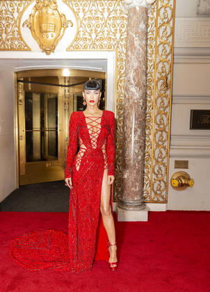 Met Gala 2021 departures from The Pierre hotel Megan Fox wearing dress by Peter Duncas departs The Pierre Hotel for the 2021 Met Gala Celebrating In America: A Lexicon Of Fashion. New York New York United States Copyright: LevxRadin