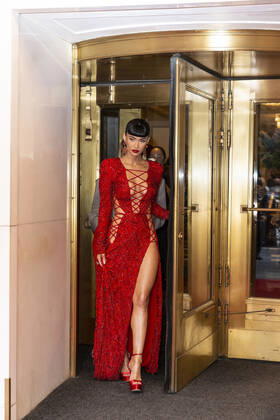 Met Gala 2021 departures from The Pierre hotel Megan Fox wearing dress by Peter Dundas departs The Pierre Hotel for the 2021 Met Gala Celebrating In America: A Lexicon Of Fashion. New York New York United States Copyright: LevxRadin