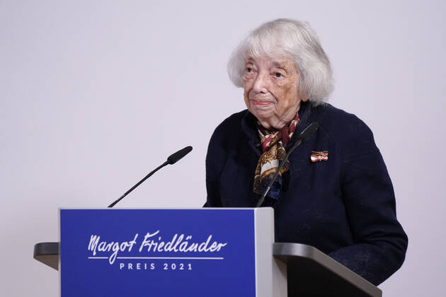Verleihung des Margot-Friedlaender-Preis 2021 Aktuell,20.09.2021,Berlin, Margot Friedlaender bei ihrer Rede bei der Verleihung des Margot-Friedlaender-Preise 2021 Berlin Berlin Deutschland