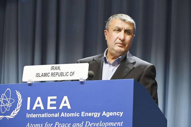 IAEA annual general conference Mohammad Eslami, head of the Atomic Energy Organization of Iran, makes a speech at the International Atomic Energy Agency s annual general conference on Sept. 20, 2021, in Vienna, Austria.  A14AA0000866111P