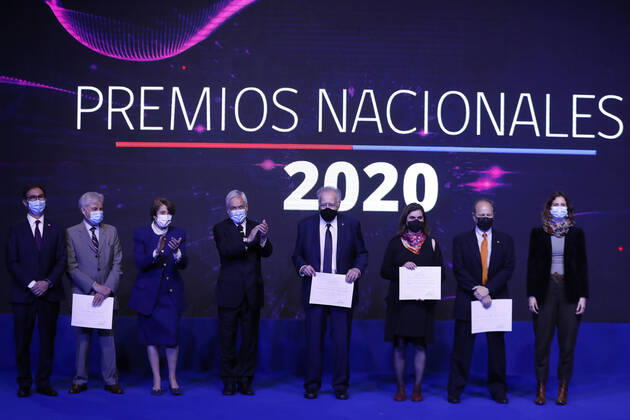 Santiago, September 22, 2021 The President of the Republic, Sebastian Pinera, accompanied by the Minister of Education, Raul Figueroa, and the Minister of Cultures, Arts and Heritage, Consuelo Valdes, heads the official ceremony of the National Awards 2021 Dragomir Yankovic Aton Chile, Santiago Chile Aton Chile Aton 545372 Copyright: DRAGOMIRxYANKOVIC ATONxCHILE