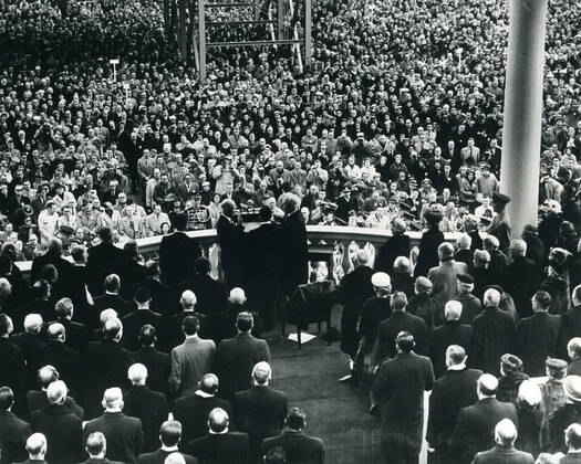 Washington, DC, January 21, 1957 -- President Dwight Eisenhower taking the oath of office at his second inauguration. Photo: Abbie Rowe NARA AbbiexRowexCollection 1063_05_Eisenhower Taking the Oath of Office 1957