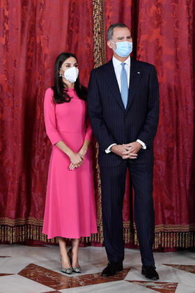 September 28, 2021, Madrid, Spain: King Felipe VI of Spain, Queen Letizia of Spain, attends a lunch with President of Angola at Royal Palace, in Madrid. Madrid Spain - ZUMAs197 20210928_zaa_s197_128 Copyright: xAtilanoxGarciax