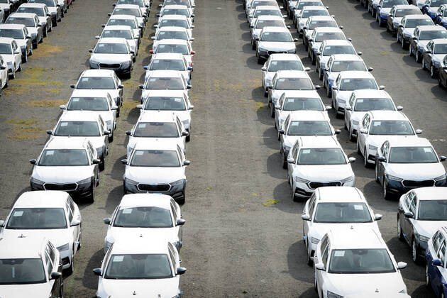 October 7, 2021, Mlada Boleslav, Czech Republic: Skoda Auto has problems with missing chips. New Skoda automobiles stand in a parking near Skoda Auto manufacturing plant near Mlada Boleslav city in the Czech Republic. ..Car manufacturer Skoda Auto will limit, or completely stop, production in all of its three factories in the Czech Republic from October 18 until the end of 2021. Mlada Boleslav Czech Republic - ZUMAr156 20211007_zap_r156_002 Copyright: xSlavekxRutax