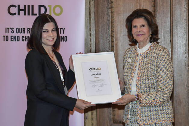 Brikena Puka, Executive Director Vatra, Albania, receives a diploma from Queen Silvia at the Child10 Prize at the Royal Palace in Stockholm, Sweden 18 October 2021 Photo by Anders Wiklund TT kod 10040 STOCKHOLM Sweden x10040x,  Copyright: xAndersxWiklund TTx QUEEN SILVIA CHILD10