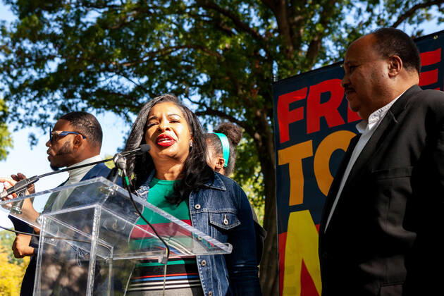 3-day relay for voting rights ends with rally at US Capitol Arndrea Waters King speaks during a rally at the end of a relay for voting rights at the US Capitol. Protesters began the relay in West Virginia and walked or biked for the 3 days to the US Capitol. Protesters are demanding that Congress pass legislation protecting the right to vote for all Americans. Washington District of Columbia United States Copyright: xAllisonxBaileyx bailey-3dayrela211023_npDEK