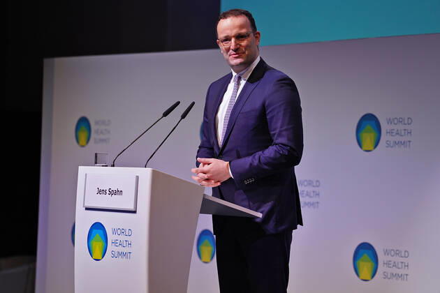 Bundesgesundheitsminister Jens Spahn auf der internationalen Gesundheitskonferenz World Health Summit Bundesgesundheitsminister Jens Spahn bei der Eröffnung der internationalen Gesundheitskonferenz World Health Summit Berlin Berlin GER