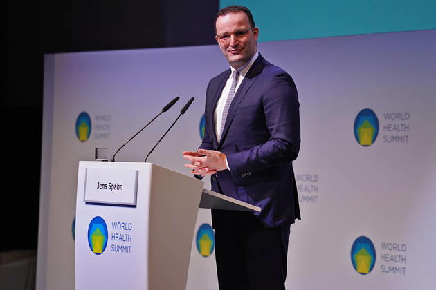 Bundesgesundheitsminister Jens Spahn auf der internationalen Gesundheitskonferenz World Health Summit Bundesgesundheitsminister Jens Spahn bei der Eröffnung der internationalen Gesundheitskonferenz World Health Summit Berlin Berlin GER