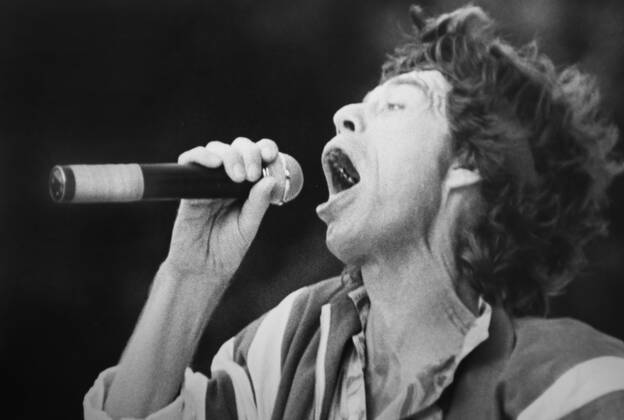 The Rolling Stones frontman Mick Jagger shows off his infamous pout during a gig at Roundhay Park, Leeds, England. , Mick Jagger Roundhay Park, Leeds, UK, Ref:VM SHO Mick Jagger.jpg, Mick Jagger, The Rolling Stones, gig, Roundhay Park, Leeds, Live at Leeds, UK Copyright: xVarleyxMediax