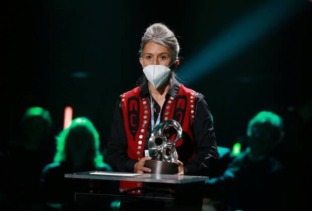 Laureate Freda Huson, Canada, at the 2021 Right Livelihood Award ceremony at Cirkus, in Stockholm, Sweden on December 01, 2021 Huson received the prize for her fearless dedication to reclaiming her people’s culture and defending their land against disastrous pipeline projects Stockholm Sweden x1037x,  Copyright: xSörenxAnderssonx xTTx SWEDEN RIGHT LIVELIHOOD AWARD