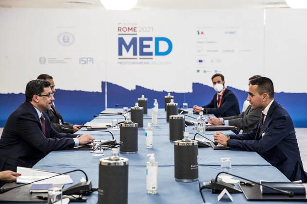 December 2, 2021, ROME, Italia: Italian Foreign Minister Luigi Di Maio and Foreign Minister of Yemen, Ahmed Awad bin Mubarak, in occasion of the conference Rome MED - Mediterranean Dialogues, in Rome, Italy, 02 December 2021..ANSA ANGELO CARCONI ROME Italia - ZUMAa110 20211202_zaf_a110_026 Copyright: xAngeloxCarconix