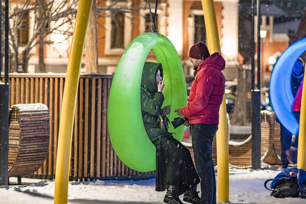 Russia, Moscow. A landscape park by the Paveletskaya Plaza Shopping Mall. KonstantinxKokoshkin