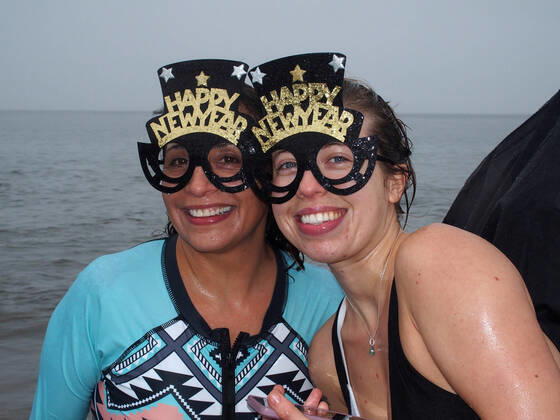 January 1, 2022, New York, New York, USA: January 1, 2022 New York , Coney Island Polar Bear Plunge. This year the Polar Bear Plunge returned after last year s Covid outbreak. Revelers enjoy the water. New York USA - ZUMAct2_ 20220101_zaf_ct2_048 Copyright: xBrucexCotlerx