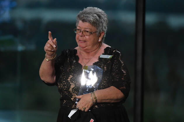 2022 AUSTRALIAN OF THE YEAR AWARDS, Senior Australian of the Year Valmai Dempsey wins during the 2022 Australian of the Year Awards ceremony, at the National Arboretum in Canberra, Tuesday, January 25, 2022. ( NO ARCHIVING, EDITORIAL USE ONLY, NO USE IN BOOKS WITHOUT CONSENT CANBERRA ACT AUSTRALIA  Copyright: xMICKxTSIKASx 20220125001616863039