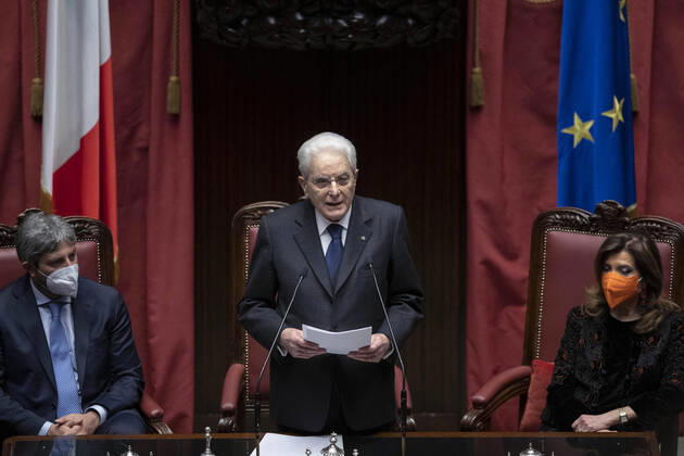 Bilder des Jahres 2022, News 02 Februar News Themen der Woche February 3, 2022, ROME: A moment of the oath of the President of the Republic Sergio Mattarella at the Chamber of Deputies, Rome, 3 February 2022. .ANSA FRANCESCO AMMENDOLA US QUIRINALE +++ NO SALES, EDITORIAL USE ONLY ROME - ZUMAa110 20220203_zaf_a110_078 Copyright: xFrancescoxAmmendola UsxQuirinalex