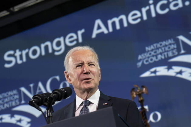 News Bilder des Tages February 15, 2022, Washington, District of Columbia, USA: U.S. President Joe Biden speaks during the National Association of Counties Legislative Conference in Washington, D.C., U.S., on Tuesday, Feb. 15, 2022. Biden is highlighting partnership between counties and the federal government through the American Rescue Plan and the Bipartisan Infrastructure Law. Photographer: Joshua Roberts Bloomberg Washington USA - ZUMAs152 20220215_zaa_s152_065 Copyright: xJoshuaxRobertsx-xPoolxviaxCNPx