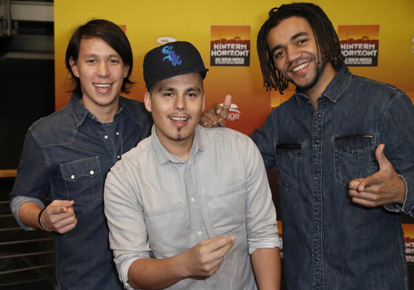 Band Culcha Candela Chino con Estilo Don Cali Johnny Strange 3. Geburtstag HINTERM HORIZONT am 12. Januar 2014 im Stage Theater am Potsdamer Platz in Berlin