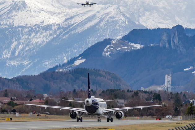 salzburg, austria, 19 feb 2022, Airbus A319-114, d-ailk operated by lufthansa starting at the airport Copyright: xWolfgangxSimlingerx