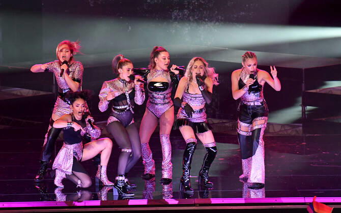 EUROVISION AUSTRALIA FINAL, Pop group G-NAT!ON are seen performing their song Bite Me during the Eurovision Australia Decides 2022 final at the Gold Coast Convention and Exhibition Centre on the Gold Coast, Saturday, February 26, 2022. ( NO ARCHIVING, EDITORIAL USE ONLY, NO USE IN BOOKS WITHOUT CONSENT GOLD COAST QLD AUSTRALIA  Copyright: xDARRENxENGLANDx 20220226001628326061