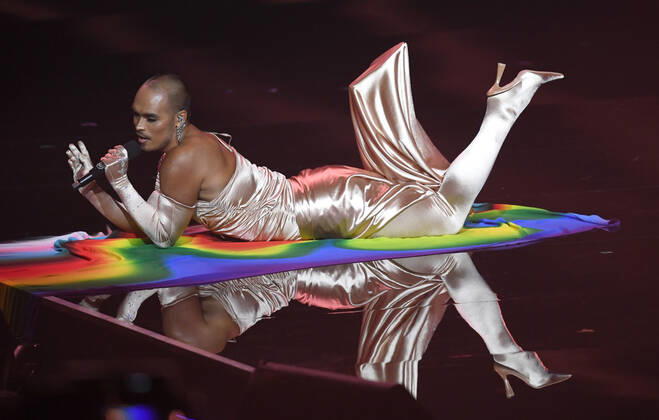 EUROVISION AUSTRALIA FINAL, Seann Miley Moore is seen performing the song My Body during the Eurovision Australia Decides 2022 final at the Gold Coast Convention and Exhibition Centre on the Gold Coast, Saturday, February 26, 2022. ( NO ARCHIVING, EDITORIAL USE ONLY, NO USE IN BOOKS WITHOUT CONSENT GOLD COAST QLD AUSTRALIA  Copyright: xDARRENxENGLANDx 20220226001628330530