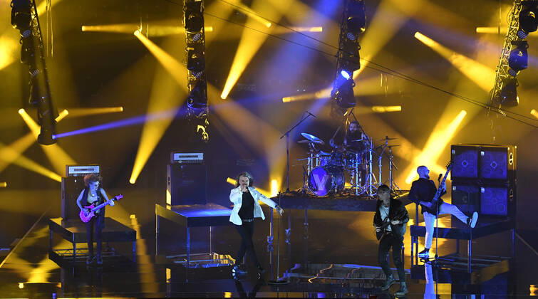 EUROVISION AUSTRALIA FINAL, Rock group Voyager are seen performing the song Dreamer during the Eurovision Australia Decides 2022 final at the Gold Coast Convention and Exhibition Centre on the Gold Coast, Saturday, February 26, 2022. ( NO ARCHIVING, EDITORIAL USE ONLY, NO USE IN BOOKS WITHOUT CONSENT GOLD COAST QLD AUSTRALIA  Copyright: xDARRENxENGLANDx 20220226001628338611