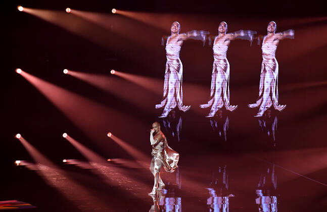EUROVISION AUSTRALIA FINAL, Seann Miley Moore is seen performing the song My Body during the Eurovision Australia Decides 2022 final at the Gold Coast Convention and Exhibition Centre on the Gold Coast, Saturday, February 26, 2022. ( NO ARCHIVING, EDITORIAL USE ONLY, NO USE IN BOOKS WITHOUT CONSENT GOLD COAST QLD AUSTRALIA Copyright: xDARRENxENGLANDx 20220227001628364995