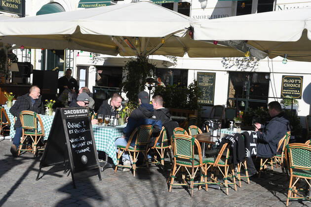 Copenhagen Denmark.04..March 2022 .Torits enjoy sun shine weather boat cruising enjoy food and drinks at cafe adn bars and restaurant on Nyhavn canal in danish capital. (Photo..Francis Dean Dean Pictures)