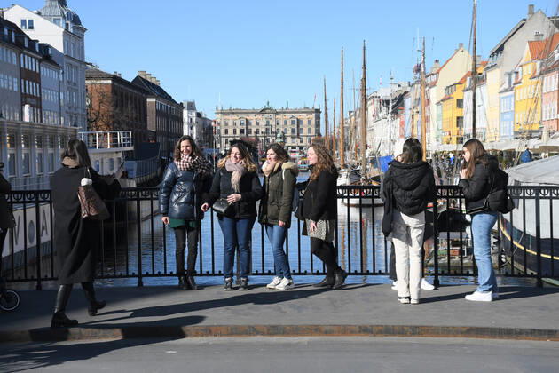 Copenhagen Denmark.04..March 2022 .Torits enjoy sun shine weather boat cruising enjoy food and drinks at cafe adn bars and restaurant on Nyhavn canal in danish capital. (Photo..Francis Dean Dean Pictures)
