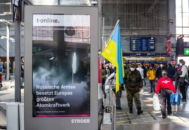 March 4, 2022, Munich, Bavaria, Germany: With officially one million externally displaced and many more in Ukraine internally displaced, the European Union has relaxed entry and travel requirements in order to distribute those fleeing the war. The city of Munich, Germany was one of the major destinations for the 2015 refugee crisis and due to this Caritas and the Bahnhofsmission have mobilized to give the refugees information and a short-term place to stay. Currently, many refugees are from Kharkiv and they detail the horrors they say before fleeing their homes. Munich Germany - ZUMAb160 20220304_zbp_b160_004 Copyright: xSachellexBabbarx