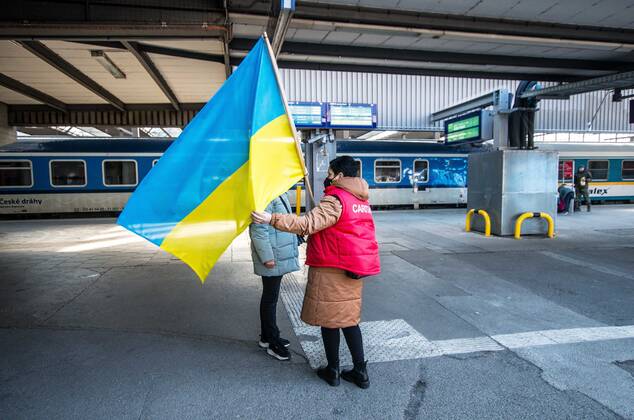 March 4, 2022, Munich, Bavaria, Germany: With officially one million externally displaced and many more in Ukraine internally displaced, the European Union has relaxed entry and travel requirements in order to distribute those fleeing the war. The city of Munich, Germany was one of the major destinations for the 2015 refugee crisis and due to this Caritas and the Bahnhofsmission have mobilized to give the refugees information and a short-term place to stay. Currently, many refugees are from Kharkiv and they detail the horrors they say before fleeing their homes. Munich Germany - ZUMAb160 20220304_zbp_b160_001 Copyright: xSachellexBabbarx