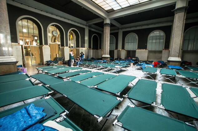 March 4, 2022, Munich, Bavaria, Germany: With officially one million externally displaced and many more in Ukraine internally displaced, the European Union has relaxed entry and travel requirements in order to distribute those fleeing the war. The city of Munich, Germany was one of the major destinations for the 2015 refugee crisis and due to this Caritas and the Bahnhofsmission have mobilized to give the refugees information and a short-term place to stay. Currently, many refugees are from Kharkiv and they detail the horrors they say before fleeing their homes. Munich Germany - ZUMAb160 20220304_zbp_b160_027 Copyright: xSachellexBabbarx