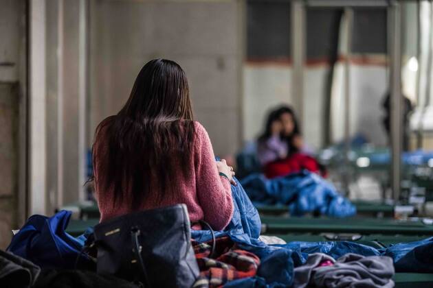 March 4, 2022, Munich, Bavaria, Germany: With officially one million externally displaced and many more in Ukraine internally displaced, the European Union has relaxed entry and travel requirements in order to distribute those fleeing the war. The city of Munich, Germany was one of the major destinations for the 2015 refugee crisis and due to this Caritas and the Bahnhofsmission have mobilized to give the refugees information and a short-term place to stay. Currently, many refugees are from Kharkiv and they detail the horrors they say before fleeing their homes. Munich Germany - ZUMAb160 20220304_zbp_b160_019 Copyright: xSachellexBabbarx