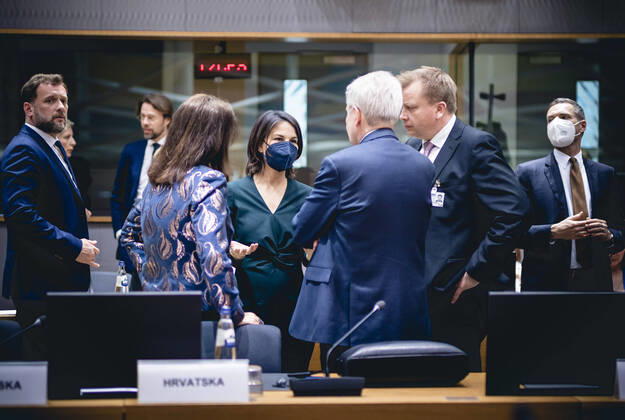 Bilder des Jahres 2022, News 03 März News Themen der Woche KW12 News Bilder des Tages Bundesaussenministerin Annalena Baerbock (Buendnis 90 Die Gruenen) im Rahmen des Rats der Aussen- und VerteidigungsministerInnen. Bruessel, 21.03.2022. Bruessel Belgien Copyright: xXanderxHeinlx
