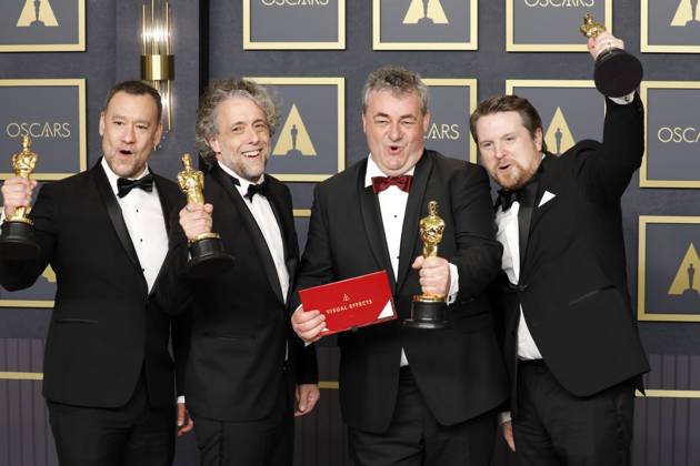 March 28, 2022, Los Angeles, CA, USA: LOS ANGELES - MAR 27: Brian Connor, Paul Lambert, Gerd Nefzer, Tristan Myles at the 94th Academy Awards at Dolby Theater on March 27, 2022 in Los Angeles, CA Los Angeles USA - ZUMAnc22 20220328_zaa_nc22_397 Copyright: xKathyxHutchinsx