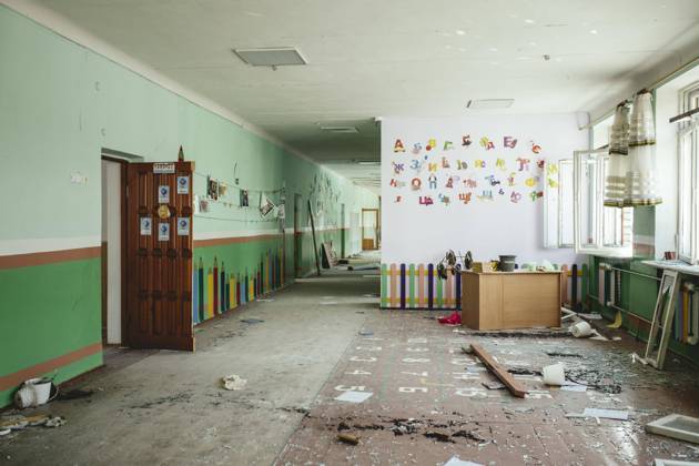 25. Schule, die am 4. März um 9:30 h durch einen russischen Raketenangriff zerstört wurde, Schytomir, Ukraine, Europa Copyright: imageBROKER FlorianxBachmeier iblfba08195421.jpg