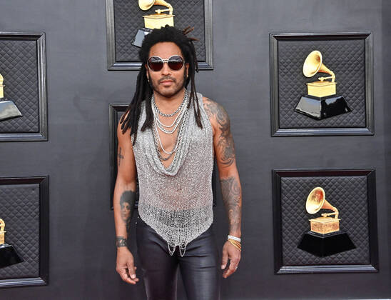 Bilder des Jahres 2022, Entertainment 04 April Entertainment Themen der Woche KW13 Entertainment Bilder des Tages Lenny Kravitz arrives for the 64th annual Grammy Awards at the MGM Grand Garden Arena in Las Vegas, Nevada on Sunday, April 3, 2022.  LAV20220403750 JIMxRUYMEN