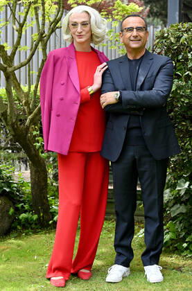 Foto IPP Gioia Botteghi Roma 04 04 2022 Presentazione premio David di Donatello 2022 nella foto Drusilla Foer e carlo conti Italy Photo Press - World Copyright