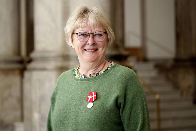 Fhv. erhvervssupporter i Tryg Forsikring, Eva Karina Lykke Porsgaard , Fredericia, takkede for Beloenningsmedaljen ved den Offentlige audiens paa Christiansborg Slot, mandag den 4. april 2022 , Copenhagen Copyright: KeldxNavntoft KeldxNavntoftx COP10552 spdk20220404-145433-L