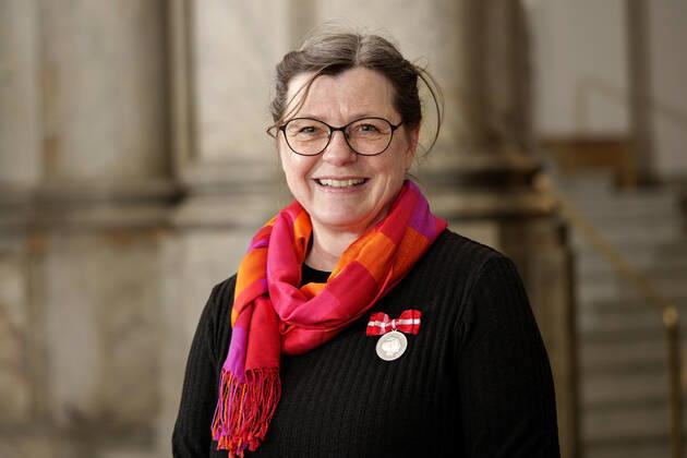 Fagkonsulent i Skattestyrelsen Dorthe Astrid Lindberg , Hoersholm , takkede for Fortjenstmedaljen ved den Offentlige audiens paa Christiansborg Slot, mandag den 4. april 2022 , Copenhagen Copyright: KeldxNavntoft KeldxNavntoftx COP10552 spdk20220404-145542-L