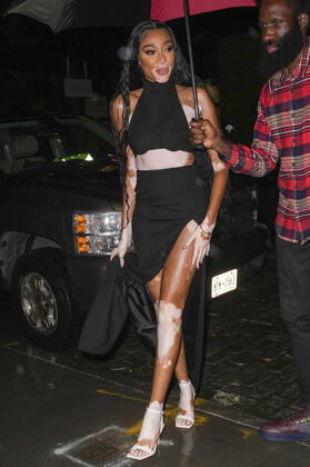 Winnie Harlow and Nina Agdal attends Vince Camuto Spring 2022 Invincible Pop-up Event