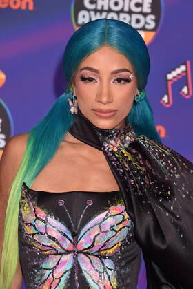 SANTA MONICA, CA - APRIL 9: Sasha Banks at the 2022 Nickelodeon Kids Choice Awards at the Barker Hangar in Santa Monica, California on April 9, 2022. Copyright: xJeffreyxMayer JTMPhotosx